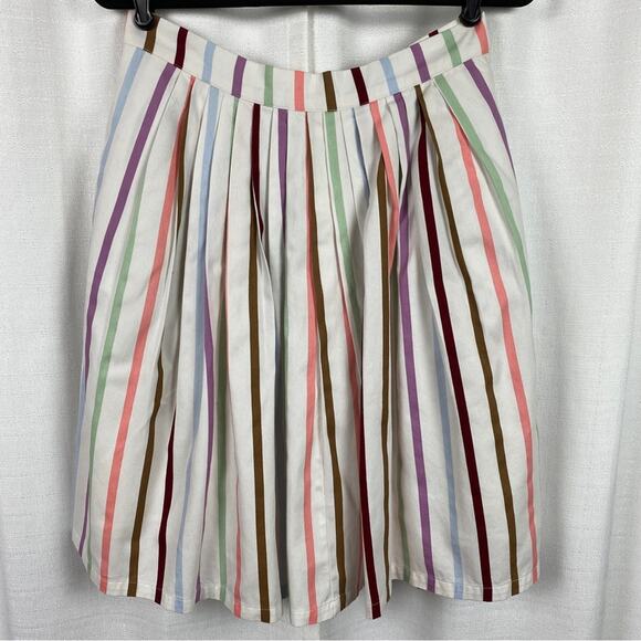 ModCloth Aspiration Creation Pastel Striped A Line Pleated Skirt Sz.L - Picture 7 of 16